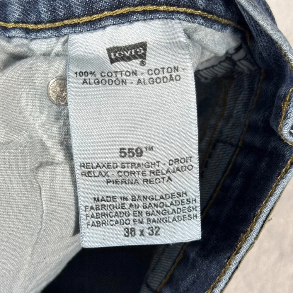 Levis 559 Relaxed Straight Jeans‎ Mens 36x32 Blue Denim Medium Wash 100% Cotton